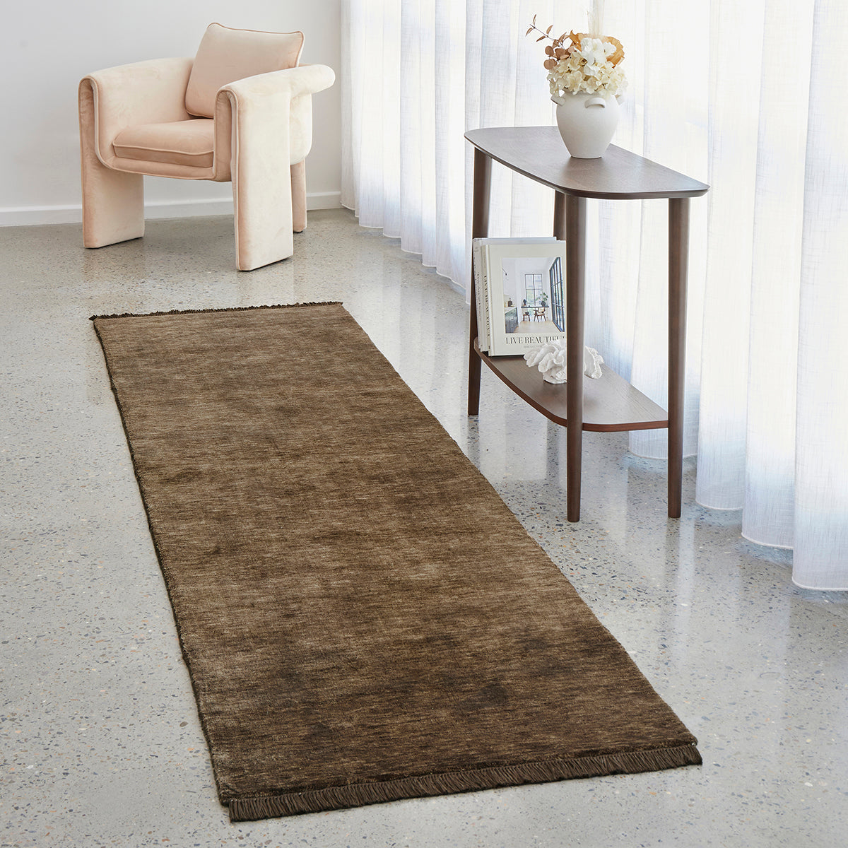 Conscious Loom Kinship Bear Brown Runner Rug