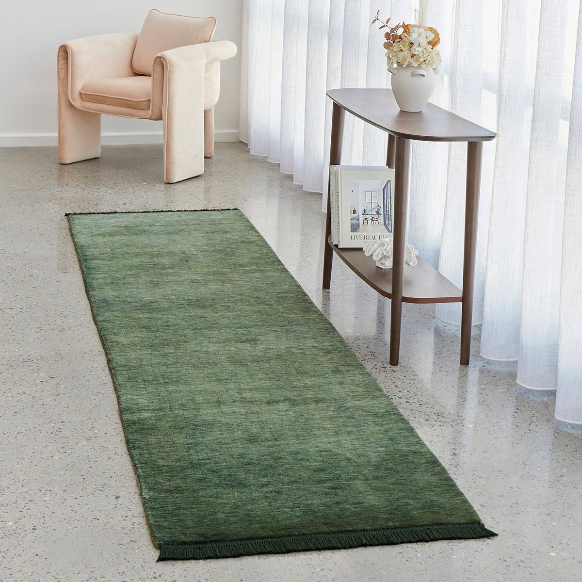 Conscious Loom Kinship Forest Green Runner Rug