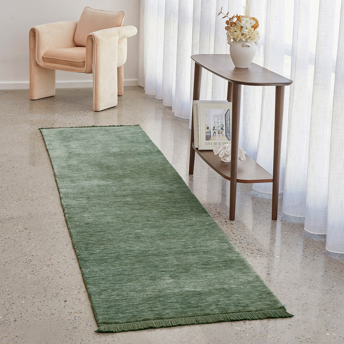 Conscious Loom Kinship Sage Green Runner Rug