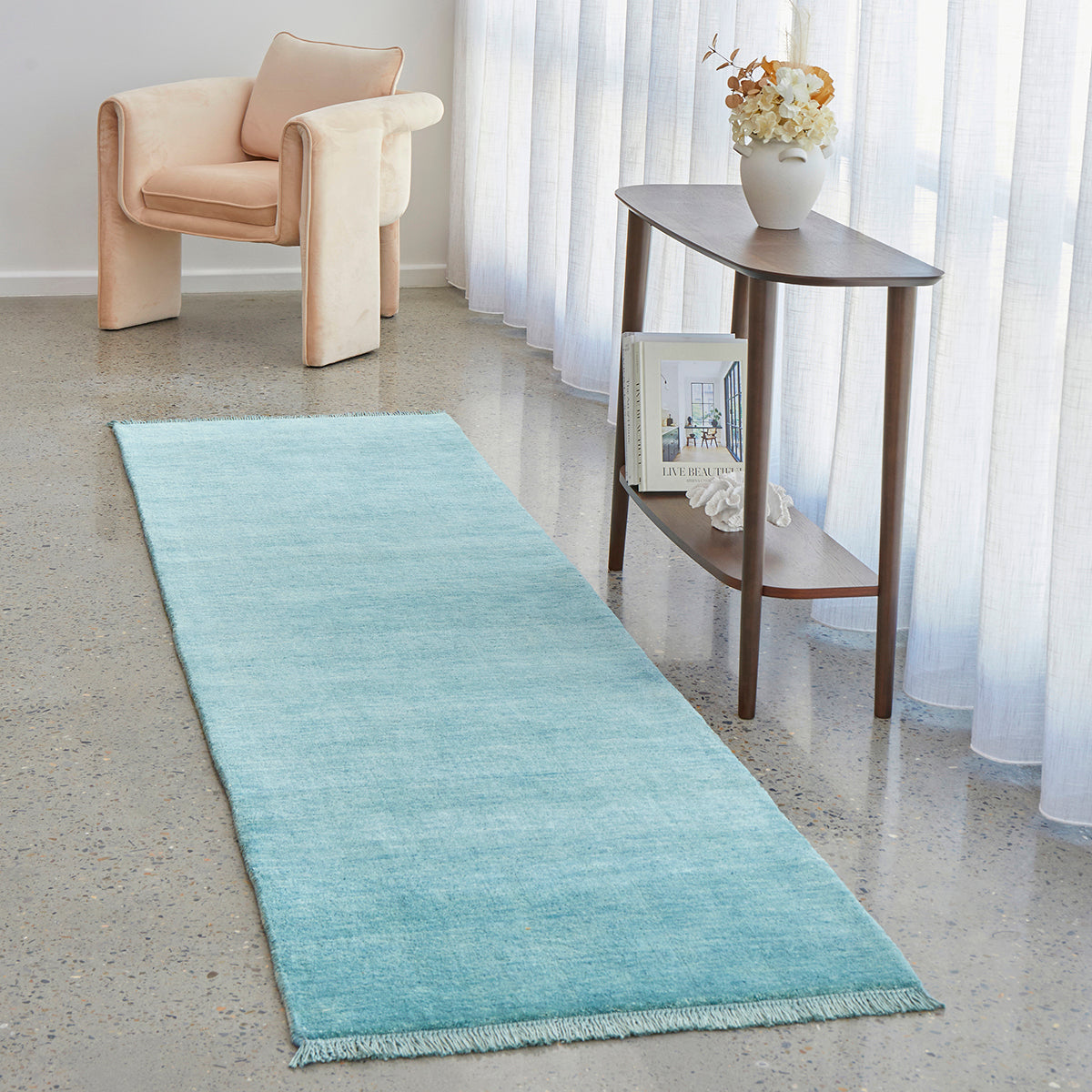 Conscious Loom Kinship Sky Blue Runner Rug